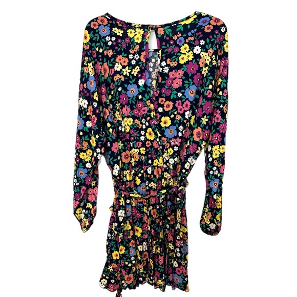 HAPTICS Feeling Bold Navy Floral Challis Woven Romper Long Sleeve Large - Picture 9 of 15